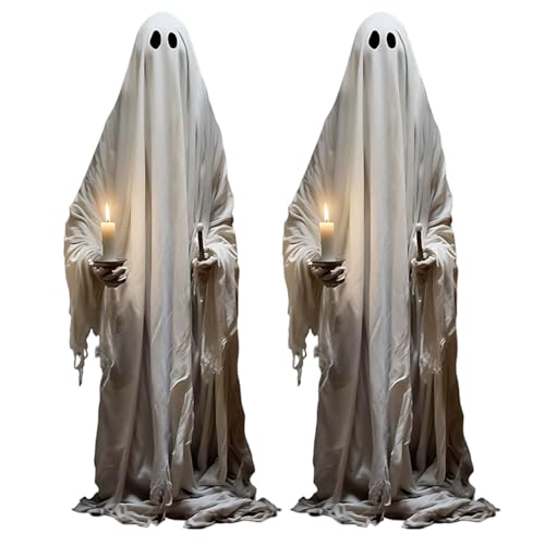 Upiulote Ghost Fenster klammert 2pcs 45x19in großer kreppy realistische Halloween -Fensterklammern Ghost Decor Hält Kerze für Schulbüro -Büroparty von Upiulote