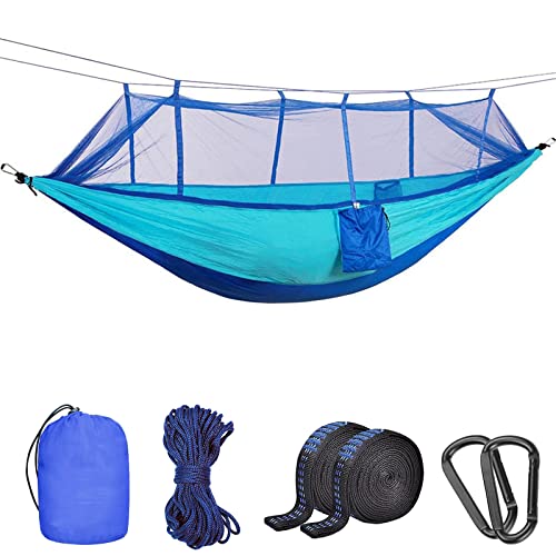 Camping Hängematte mit Moskitonetz, Uplayteck Tragbare Doppel- / Einzelreisehängematte Insektennetz 210D Nylon Hängematte Schaukel für Hinterhof, Garten, Camping, Rucksackreisen, Überleben Reisen von Uplayteck