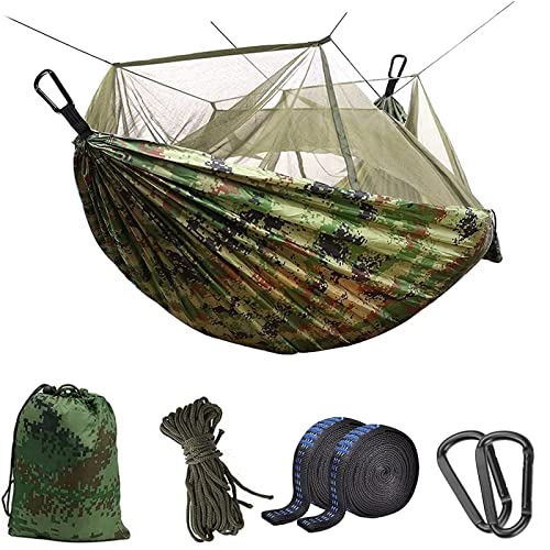 Camping Hängematte mit Moskitonetz, Uplayteck Tragbare Doppel- / Einzelreisehängematte Insektennetz 210D Nylon Hängematte Schaukel für Hinterhof, Garten, Camping, Rucksackreisen, Überleben Reisen von Uplayteck