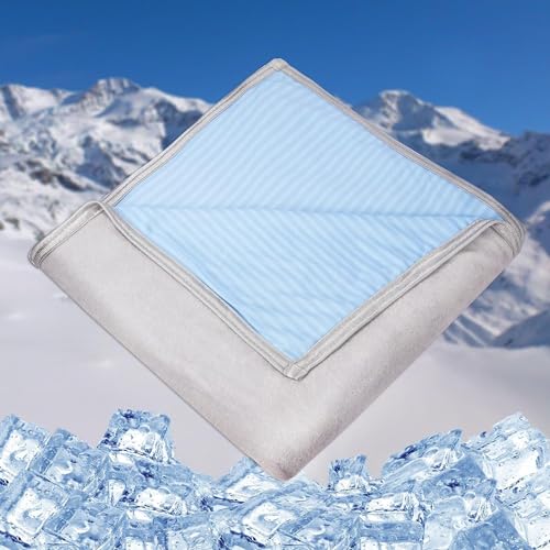 Uplayteck Kühldecke 150 x 200cm, Leichte Sommerdecke mit Japanische Arc-Chill Q-Max>0.44 Kühlfasern, 2 in 1 Doppelseitig Kühlende Decke, Kühldecke zum Schlafen, für das Sofa und für zu Hause(Blau) von Uplayteck