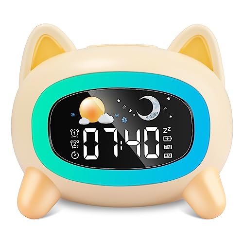 Uplayteck Wecker Kinder, Schlaftrainer Kinderwecker Digital Mit Soundmaschine, Buntem Licht, Snooze und Timer-Funktion, Lichtwecker Wake Up Light für Mädchen, Jungen, Jugendliche von Uplayteck