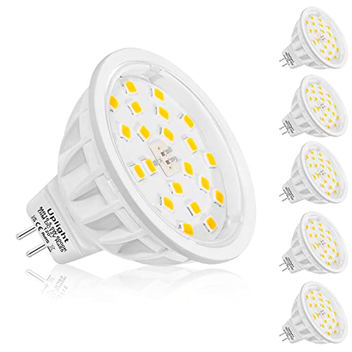 Uplight Dimmbar GU5.3 MR16 LED Lampen, Kalt Weiss 6000K,6er Pack,5.5W Ersetzt 50-60W Halogen Lampe,600Lumen Birnen,Hoher Ra85 DC12V,120°Abstrahlwinkel Reflektorlampen. von Uplight