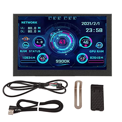 Uplory 5 Zoll IPS USB Bildschirm,AIDA64 PC CPU RAM Datentemperaturmonitor PC-Sensorpanel-Anzeige 360 Grad Drehung Typ-C-Unterbildschirm von Uplory