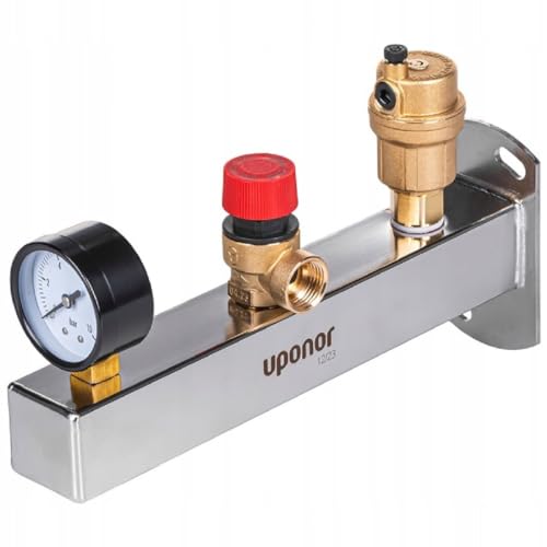 Uponor Fluvia INOX Sicherheitsgruppe 6 bar für Heizung oder Warmwasser mit Anschluss für Ausdehnungsgefäß 3/4", Anschlußgruppe Edelstahl für Zentralheizung oder Trinkwasser von Uponor