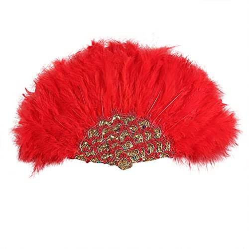 Uposao 1920er Federfächer, Faltbarer Federfächer Flapper Handfächer Vintage Stil Retro Handfächer für Kostüm Vintage Hochzeit Gatsby Party Tanzfächer Fasching Karneval Kostüm Zubehör, Rot Uposao 1920er Federfächer, Faltbarer Federfächer Flapper Handfächer Vintage Stil Retro Handfächer für Kostüm Vintage Hochzeit Gatsby Party Tanzfächer Fasching Karneval Kostüm Zubehör, Rot von Uposao