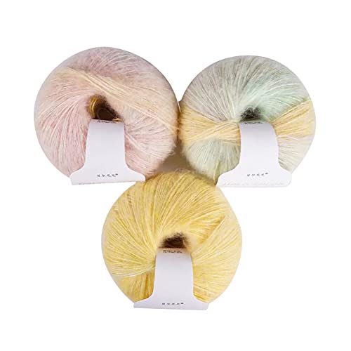 3 Stück Mohair Farbverlauf Hochwertiges Garn Ombre Mischgarnknäuel Weiche Mohair Strick Wolle Garn Für Zum Stricken Und Häkeln 30g/Rolle von Uposao