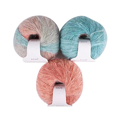 3 Stück Mohair Farbverlauf Hochwertiges Garn Ombre Mischgarnknäuel Weiche Mohair Strick Wolle Garn Für Zum Stricken Und Häkeln 30g/Rolle von Uposao