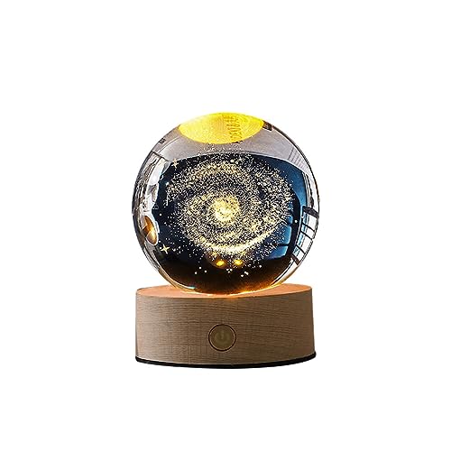 3D Kristall Ball Nachtlicht, Sonnensystem Glaskugel mit Ständer USB Aufladung Nachtlicht Lampe Geburtstag Weihnachts Geschenk für Kinderzimmer Jungen Mädchen Dekoration für Haus Büro Fotografie von Uposao