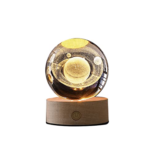 3D Kristall Ball Nachtlicht, Sonnensystem Glaskugel mit Ständer USB Aufladung Nachtlicht Lampe Geburtstag Weihnachts Geschenk für Kinderzimmer Jungen Mädchen Dekoration für Haus Büro Fotografie von Uposao