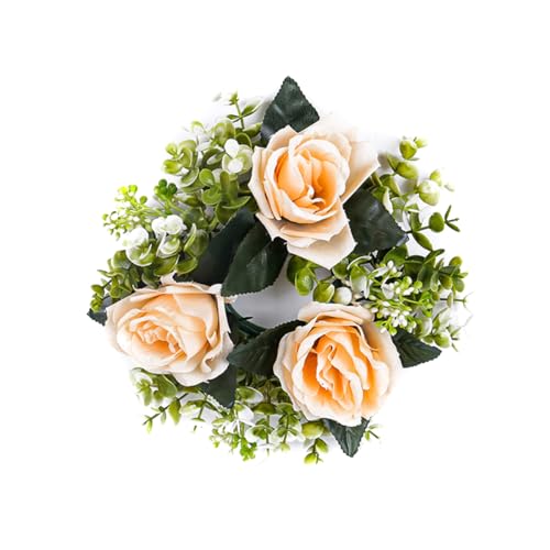 Uposao Kerzenringe Künstliche Blumenkranz Kerzenkränze Blumenkranz Kerzenring Dekorative Grün Kerzenhalter Für Stumpenkerzenhalter Heimdekoration von Uposao