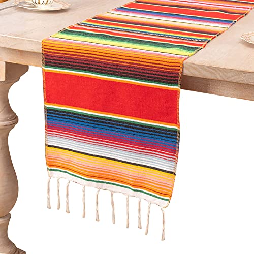 Mexikanischer Tischläufer,Bunt Mexikanische Decke 35×275cm Abwaschbar Küchentischdecke Rechteckiger Dekorativer Tischläufer für Karneval,Partys,Hochzeiten,Picknick im Freien Verwendet Werden,Rot #2 von Uposao