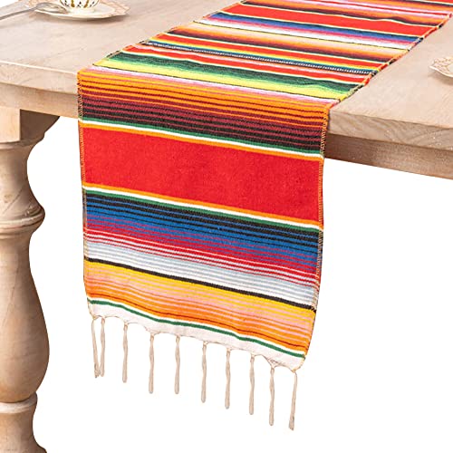 Mexikanischer Tischläufer,Bunt Mexikanische Decke 35×275cm Abwaschbar Küchentischdecke Rechteckiger Dekorativer Tischläufer für Karneval,Partys,Hochzeiten,Picknick im Freien Verwendet Werden,Rot von Uposao