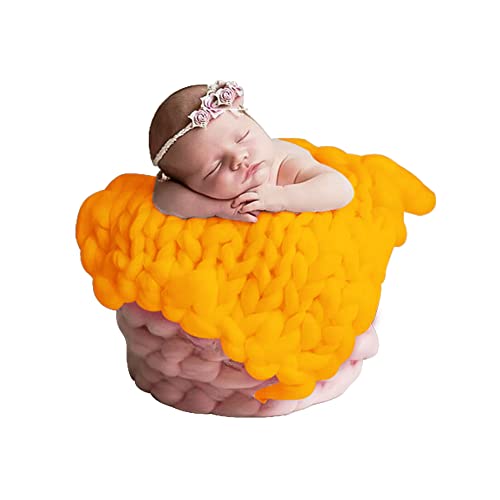 Neugeborene Fotografie Requisiten Decken,Fotoshooting Decke Baby Kuscheldecke Newborn Baby Wrap Decke DIY Neugeborenen Baby Fotografie Matte Gestrickte Decke Baby Foto Props Für Baby 0-6Monate,Gelb von Uposao
