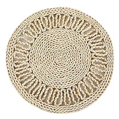 Rattan-Untersetzer,Platzset aus Seegras 38cm Rund Geflochten Tischsets Stroh Tischset Hochwertige Handgefertigte Platzdeckchen Tassenmatten Tischuntersetzer für Getränke, Teetassen Esstisch und Küche von Uposao