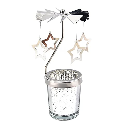 Rotierender Kerzenhalter Glas, Karussell Teelicht Teelichthalter Motiv Liebe Spinnen Teelicht Kerzenhalter Kerzenständer Weihnachtsdeko für Geburtstag Hochzeit Deko Wohnzimmer Tischdeko von Uposao