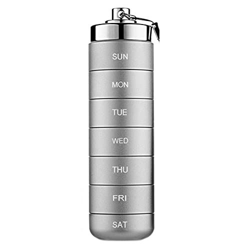 Tablettenbox 7 Tage,Pillendose 7 Fächer,Aluminium Wasserdichte Pillenflasche Klein Medikamentendose Tagemedikamentenbox Leicht Zu Öffnen BPA-freie Tablettendose 7 Tage für Unterwegs Sport Camping von Uposao