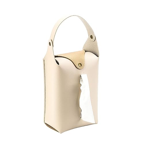 Uposao Elegant Rechteckiger Taschentuchhalter aus Polyurethan-Leder in Beige für Auto, Zuhause und Büro von Uposao