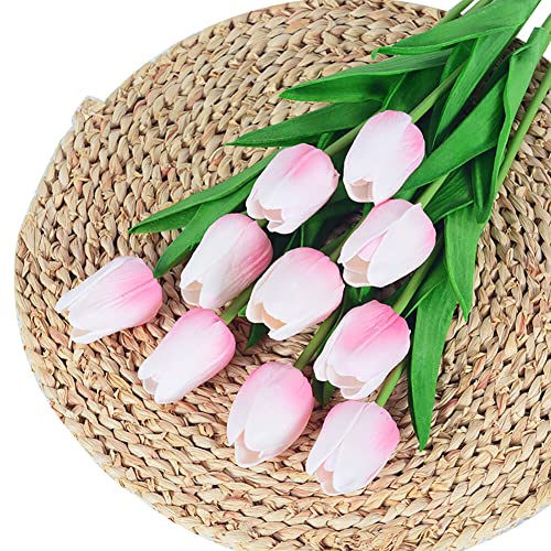 Uposao 10 Stück künstliche Tulpen,PU Real Touch Latex Kunstblumen Tulpen Kunstpflanze Kunst Tulpen Deko Elegante Blumendekoration für Brautsträuße, Haus, Party, Büro, DIY Blumenarrangements,Rosa #2 von Uposao