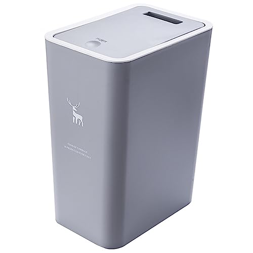 Uposao 15L Mülleimer Mit Druckfederabdeckung Tragbarer Kunststoff Mülleimer Für Toilette, Schlafzimmer, Badezimmer, Wohnzimmer von Uposao