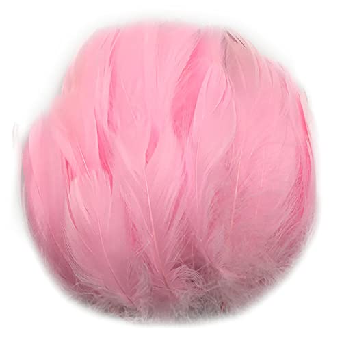 Uposao 200 Stück Natur Gänsefedern, 6-12cm Natürliche Naturfedern Gänsefedern zum Basteln DIY Deko Federn für DIY Traumfänger Ohrringe Karneval Fasching Kostüm Verzierungszubehör,Rosa von Uposao