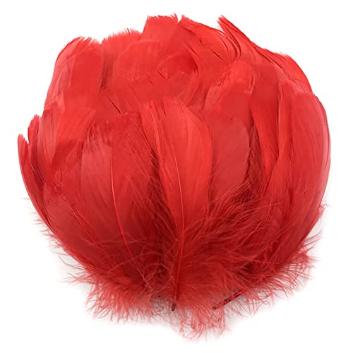 Uposao 200 Stück Natur Gänsefedern, 6-12cm Natürliche Naturfedern Gänsefedern zum Basteln DIY Deko Federn für DIY Traumfänger Ohrringe Karneval Fasching Kostüm Verzierungszubehör,Rot von Uposao