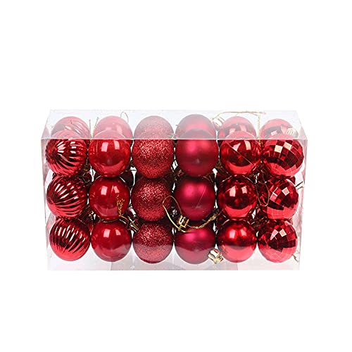 Uposao 36 Stück Kunststoff Weihnachtskugeln,Christbaumkugeln Set Glänzend Weihnachtskugeln Weihnachtsbaumschmuck Baumkugeln Weihnachtsbaum Deko zum Aufhängen für Weihnachten ∅40mm,Rot von Uposao