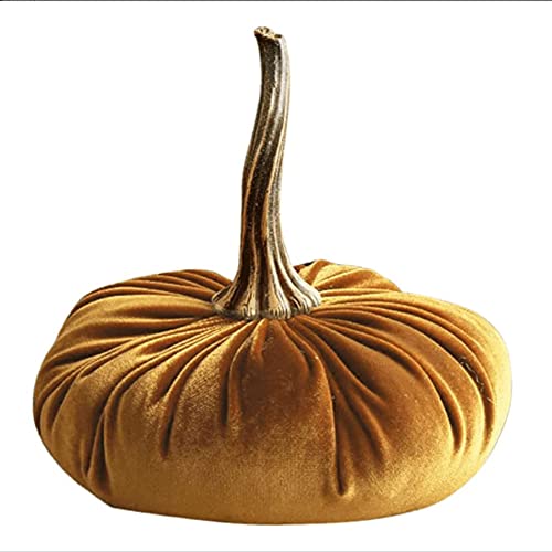 Uposao 3D Plüsch Kürbis Dekokissen, 11CM Halloween Kürbiswurf Kissen Plüsch Weiche Halloween Kürbis Dekorative Sofa Kissen Sitzkissen Zierkissen Dekoration für Sofa Couch Schlafzimmer,Gold von Uposao