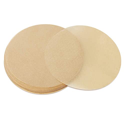 Uposao 50 Stück Luftfritteuse Pergamentpapier, Antihaft Ungebleichtes Backpapier Pergament Papier Dampfgarer Papier Luftfritteus Papier Air Fryer Liner für Grill, Koch, Dampf, Fritteuse von Uposao