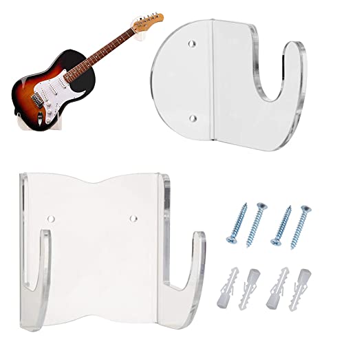 Uposao Gitarren-Wandhalterung, transparent, Acryl, Wandhaken, Halterung, Ständer, Violinenhaken mit Schrauben für Bass, Violine, Mandoline, Ukulele, 2 Stück von Uposao