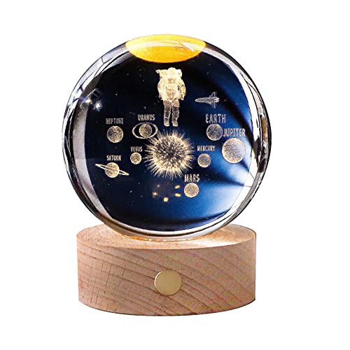 Uposao Leuchtende Kristallkugel mit Ständer,80mm Glaskugel USB Aufladung Nachtlicht Lampe Geburtstag Weihnachts Geschenk für Kinderzimmer Jungen Mädchen Home Office Decor Ornament,Weltraumastronaut von Uposao