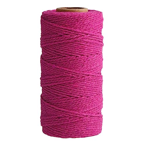 Uposao Makramee Garn 2mm, Makramee Baumwollgarn Baumwollkordel Kettgarn Baumwollschnur für DIY Handwerk Basteln Wand Aufhängung Pflanze Aufhänger Dekokordel Traumfänger Schnur Stricken,Rose Rot von Uposao