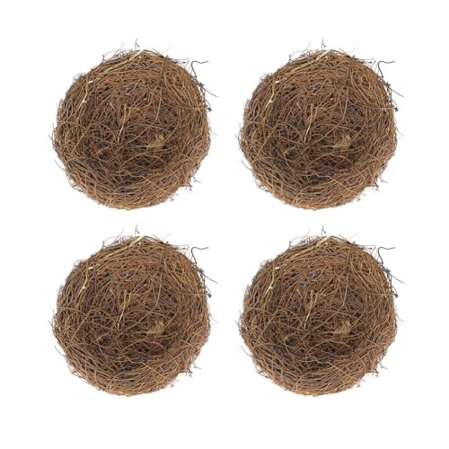 Uposao Rattan Ostern Vogelnest Deko,4 Stück 15cm Vogelnest Handgemachte Vögelnest Vogeleier Naturnest Frühling Osterdeko Handwerk Basteln Foto Requisiten Tischdeko Ostern Dekoration von Uposao