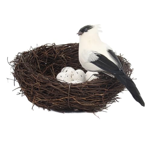 Uposao Rattan Ostern Vogelnest Deko,Vogelnest Ostereier Handgemachte Vögelnest Vogeleier Naturnest Frühling Osterdeko Handwerk Basteln Foto Requisiten Tischdeko Ostern Dekoration Ornamente für Zuhause von Uposao