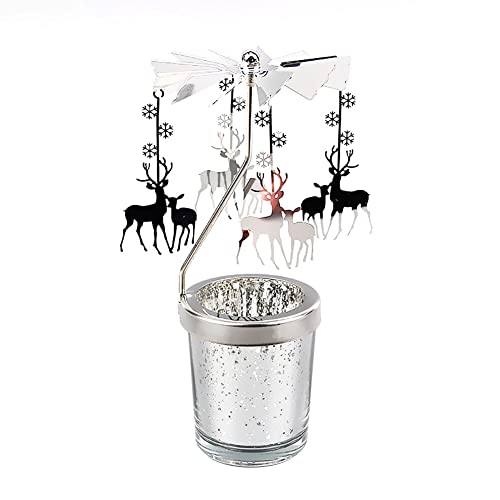 Uposao Rotierender Kerzenhalter Glas, Karussell Teelicht Teelichthalter Motiv Elch Spinnen Teelicht Kerzenhalter Kerzenständer Weihnachtsdeko für Geburtstag Hochzeit Deko Wohnzimmer Tischdeko Uposao Rotierender Kerzenhalter Glas, Karussell Teelicht Teelichthalter Motiv Elch Spinnen Teelicht Kerzenhalter Kerzenständer Weihnachtsdeko für Geburtstag Hochzeit Deko Wohnzimmer Tischdeko von Uposao