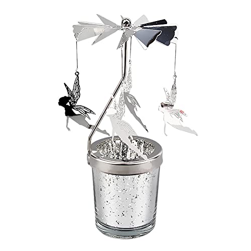 Rotierender Kerzenhalter Glas, Karussell Teelicht Teelichthalter Motiv Fee Spinnen Teelicht Kerzenhalter Kerzenständer Weihnachtsdeko für Geburtstag Hochzeit Deko Wohnzimmer Tischdeko Rotierender Kerzenhalter Glas, Karussell Teelicht Teelichthalter Motiv Fee Spinnen Teelicht Kerzenhalter Kerzenständer Weihnachtsdeko für Geburtstag Hochzeit Deko Wohnzimmer Tischdeko von Uposao