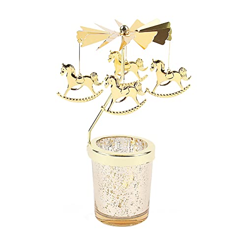 Rotierender Kerzenhalter Glas, Karussell Teelicht Teelichthalter Motiv Pferd Spinnen Teelicht Kerzenhalter Kerzenständer Weihnachtsdeko für Geburtstag Hochzeit Deko Wohnzimmer Tischdeko von Uposao