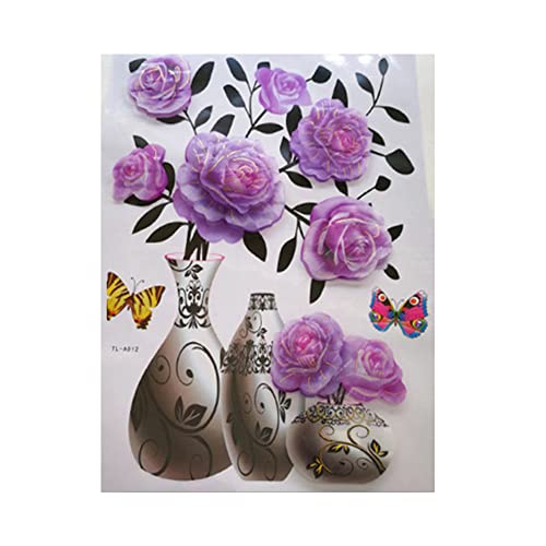 Uposao Vase Wandaufkleber, 3D Stereo Aufkleber Schmetterling Blumen Wandtattoo Abnehmbare PVC Vasen Wandsticker Wasserdicht Selbstklebend Wandaufkleber Wandbilder für Schlafzimmer Büro Küche,30×40CM von Uposao