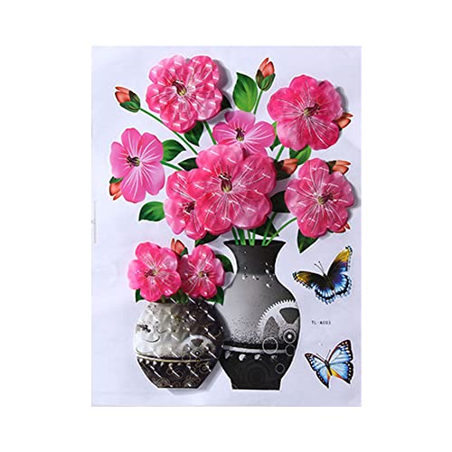 Uposao Vase Wandaufkleber, 3D Stereo Aufkleber Schmetterling Blumen Wandtattoo Abnehmbare PVC Vasen Wandsticker Wasserdicht Selbstklebend Wandaufkleber Wandbilder für Schlafzimmer Büro Küche,30×40CM von Uposao