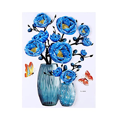 Uposao Vase Wandaufkleber, 3D Stereo Aufkleber Schmetterling Blumen Wandtattoo Abnehmbare PVC Vasen Wandsticker Wasserdicht Selbstklebend Wandaufkleber Wandbilder für Schlafzimmer Büro Küche,30×40CM von Uposao