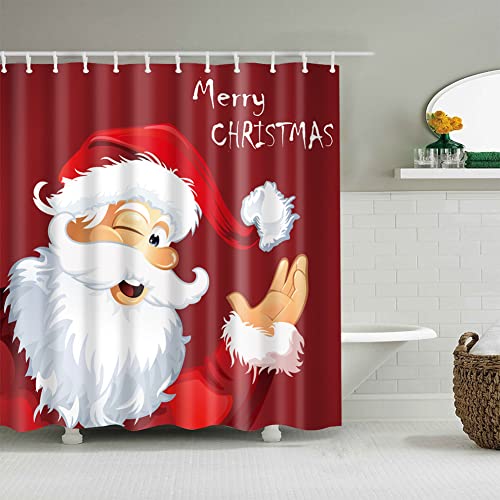 Uposao Weihnachten Duschvorhang,Winter Frohe Weihnachten Wasserdicht Waschbar Polyester Duschvorhang mit Haken Weihnachtsdekoration für Badezimmer,180 * 200CM,Weihnachtsmann von Uposao