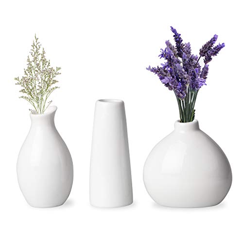 3 weiße Vasen für Dekor, kleine weiße Vase aus Keramik für Heimdekoration von Upper Midland Products