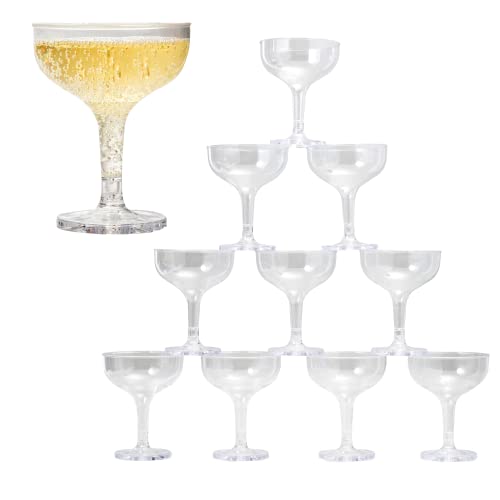 Upper Midland Products Champagner-Coupé-Gläser aus Acryl, 142 ml, mit ineinandergreifender Rille, zum Bauen von stabilen Turmen, Hochzeiten, Partys, Bars, Martini, Margarita, Tassen, 35 Stück von Upper Midland Products