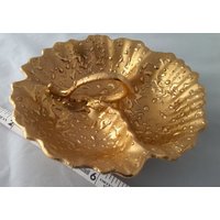 Weinende Helle Regentropfen Splatter Vintage Dreiteiler Candy Dish Oder Relish Tablett 22K Gold Unikat Handbemalt Hollywood Regency Geschirr von UpsideGroove