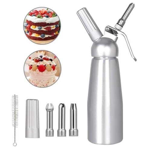 upstartech 500ml Sahnespender Edelstahl Schlagsahnebereiter Sahnebereiter Whipped Cream mit Aluminium Körper + 3pcs Edelstahl Düsen von upstartech