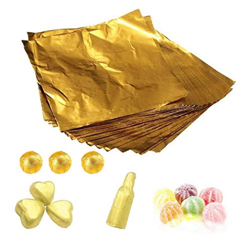 1 Beutel (100PCS) 4'' Gold Präge Aluminiumfolie Quadrat Süßigkeiten Candy Lolly Papier Schokolade Geschenke Wrapper Tee Pulver Verpackung Zucker Wraps von Upstore