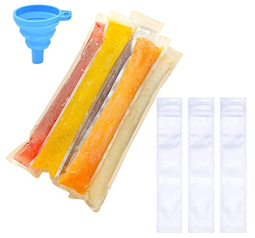 120 Stück Einweg-Eis-/Eis-/Stieleis-Form, Bas-/Gefrierschrank-Röhrchen mit Reißverschluss-Dichtungen und faltbarem Trichter DIY-Eisbeutel Beutel für Joghurt-Sticks für Saft Obst Smoothies Eis von Upstore