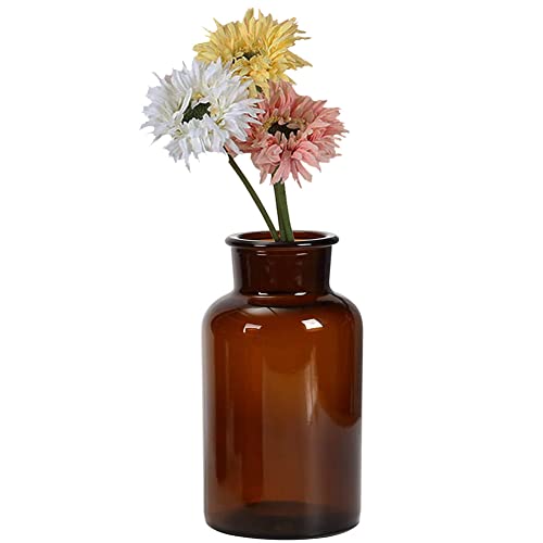 1Stück 500ml bernsteinfarbene Glasvase Knospenvasen Apothekergläser dekorative Glasflaschen Vintage-Stil kleine Blumenvasen mit kreativem Seil-Design für Heimdekoration Tischdekoration Hochzeit Party von Upstore