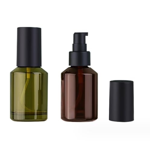 2 Stück 60 ml Glasflaschen für Lotion, Pumpe, Seifenspender, auslaufsicher, leer, Kosmetikbehälter, Fläschchen mit schwarzer Pumpe für ätherisches Öl, Shampoo, flüssige Grundierung, weinrot + grün von Upstore