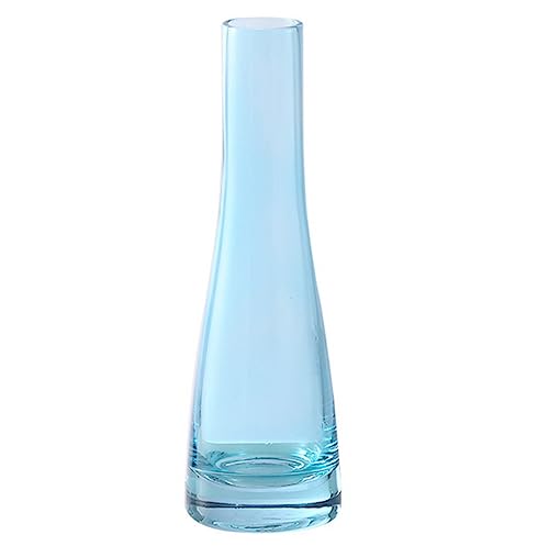 Handgefertigte Knospenvase aus geblasenem Glas, transparent, klein, dekorative Blumenvase, einzelner Stiel, Vase für Tafelaufsätze, Hochzeit, Party, Zuhause, Tischdekoration (blau) von Upstore