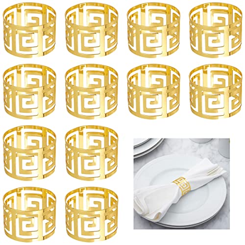 UptVin 12 Stück Serviettenringe, Gold Universal Serviettenringe Set Serviettenhalter Hollow Out für Hochzeitsfeier Geburtstag Jahrestag Tischdekoration von UptVin